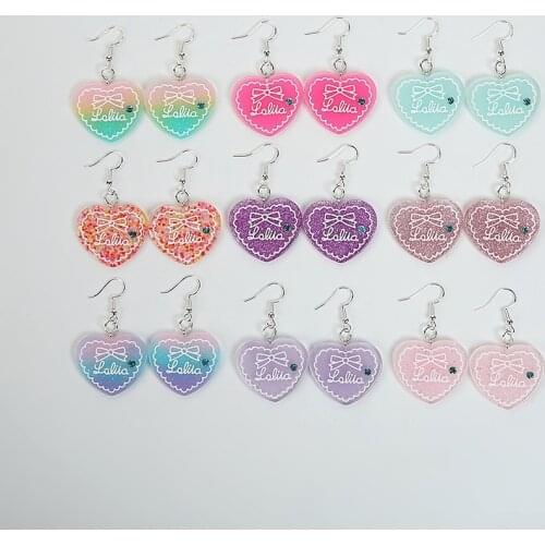 1pair Cute Multicolor Resin glitter flatback heart Earring for children Birthday Gift Woman Jewelry