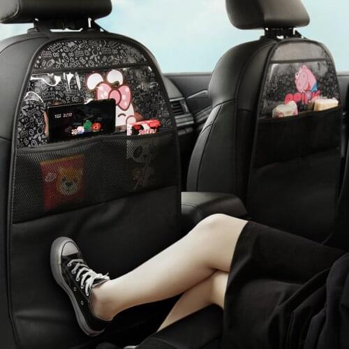 1Pcs Pu Leather Car Seat Back Cover Protector for Kids Chlidren Bady Cute Cartoon Protective Cape on The Back Seat Anti-kick Mat
