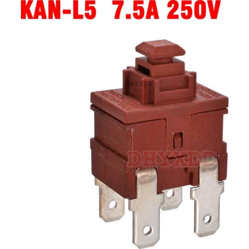 1pc Power Switch Push Button KAN-L5 Switch 7.5A 250V AC 4 Pin ON OFF T120 Water Heater Vacuum Cleaner Special Lock Self-Locking