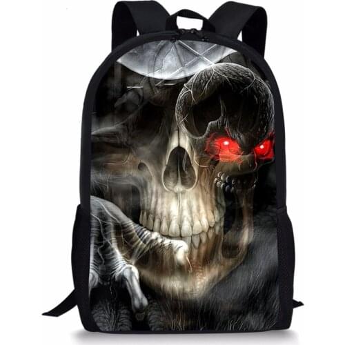 Cool Skull Print School Backpacks for Men Teenagers Boys Students Casual Laptop Backpack Childrens School Bags Kids Daypacks
