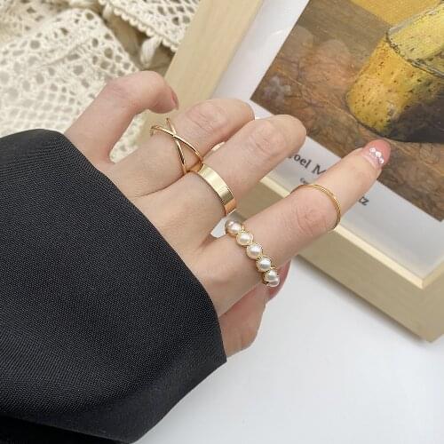 2021 Fashion Simple Design Vintage Silver Color Joint Rings Sets for Women Jewelry Korean Version Joint Rings Party Gift Jewelry