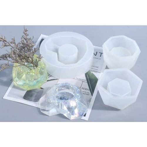 Diy 3 flowerpot crystal epoxy silicone molds are used to make scented candle flowerpots with succulents