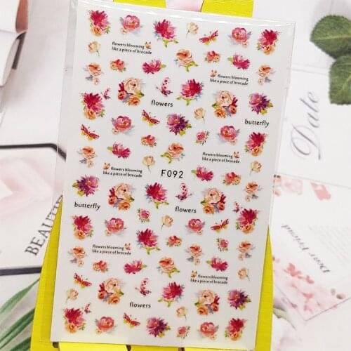 3D Stickers for Nails Fresh Flowers Butterfly Designs Nail Art Decorations Foil Decals Wraps Manicure Accessories Decoraciones