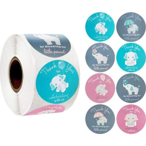 500pcs Elephant Thank You Stickers Seal Label for Small Shop Wedding Baking Envelope Stationery Sticker