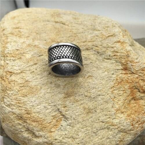 12*6mm Hole Size 316l Stainless Steel Oblate European Spot Big Hole Spacer Beads For Men Leather Bracelet DIY Jewelry Making