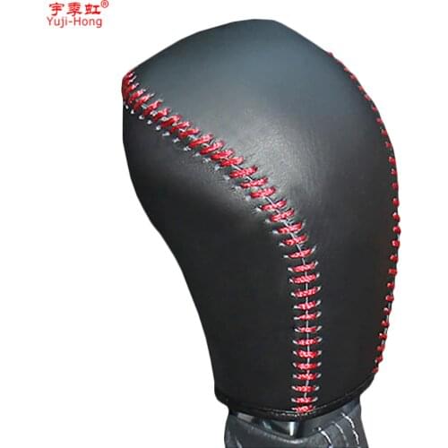 Yuji-Hong Car Gear Covers Case for Hyundai Grand SantaFe 2013 Tucson 2015 Automatic Gear Shift Collars Genuine Leather Cover