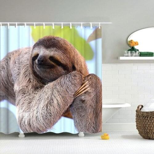 Dafield Sloth shower curtain Polyester Fabric Bathroom 180X180 With Hooks