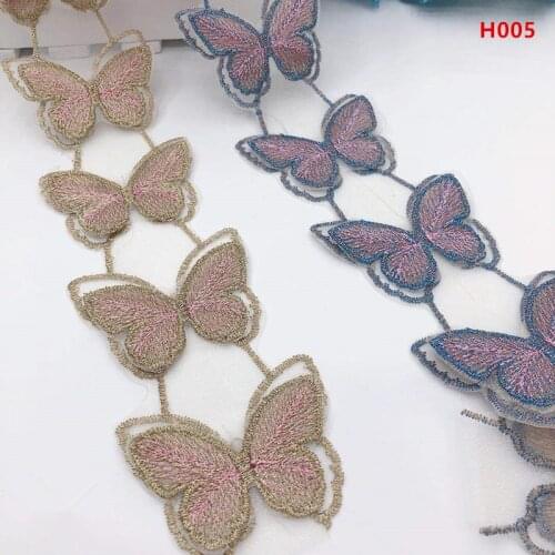 Polyester line double layer 5 cm embroidery butterfly lace blue red gold clothing accessories wedding childrens clothing H005