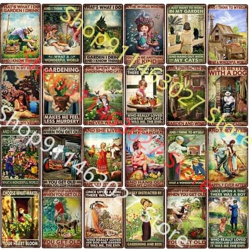 I Garden I Dirink Metal Vintage Tin Signs Plant Flowers Weeding Iron Painting Garden Wall Plate Home Bar Pub Man Cave Decor