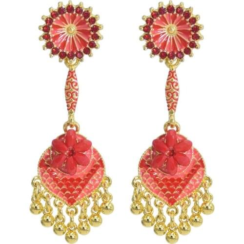 Fashion Sunflower Drop Earrings for Women Indian Gold Metal Crystal Rhinestone Statement Earring Bridal Wedding Party Jewelry