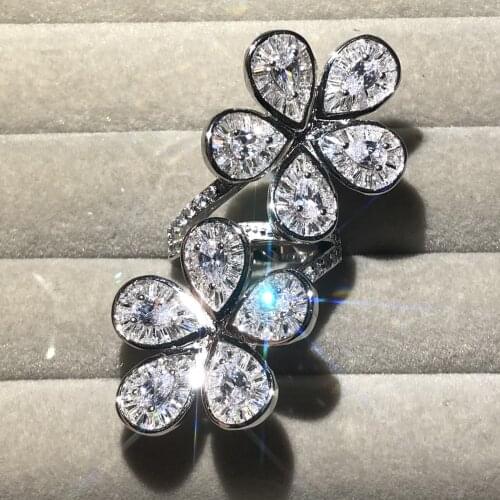 Handmade big Gorgeous line Wide ring finger Luxury 925 Sterling silver PAVE SONA diamond Engagement wedding rings for women