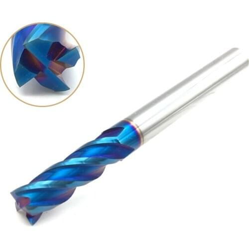 8mm End Mill Extra 150mm 100mm 75mm HRC65 4Flute Solid Carbide Fat End Mills Straight Shank Blue Coated Milling Cutter Tool