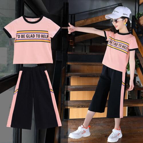 Girls Suit Summer Fashion Sport Clothing Set Girls Short Childrens Wear Shorts + t-shirt Two-piece 11 9 10 8 7 5 4 3 Years Old