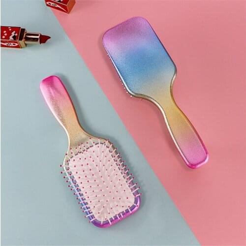 Air Cushion Rainbow Massage Comb Nylon Tine Hairbrush Hair Care Detangle Brush for Straighten Curl Hairstyle E193