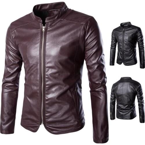 Mens leather jacket slim motorcycle leather coat mens jackets clothes personalized jaqueta de couro stage street fashion spring