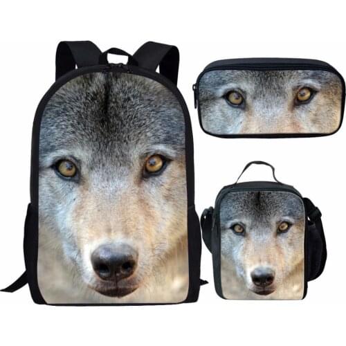3pcs/set Men Backpack School Bags Galaxy Wolf Printing Cute Backpacks For Teenagers Boys Children Travel Book Bag