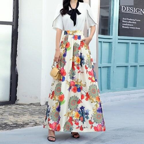 Elegant Long Skirt Harajuku Vintage Saia Beach Ropa Mujer Bohemian Maxi Skirts Womens Casual Faldas Jupe Femme Ankle-Length