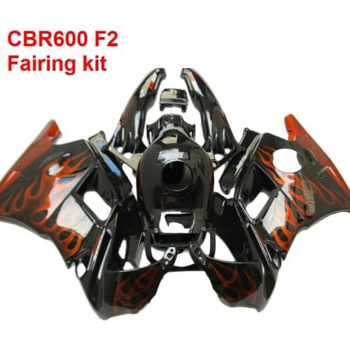 Motorcycle Fairings for HONDA CBR600 F2 91 94 1994 ( Red Flame ) Free Custom Glossy fairing kit xl37