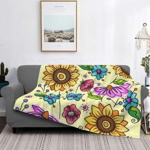 Sunflowery Days Blanket Fleece Winter Daisy Plant Multifunction Ultra-Soft Throw Blankets for Bedding Outdoor Quilt