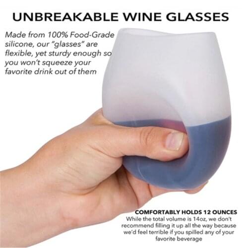 Portable Silicone Wine Glasses Folding Cup BPA-Free Printed Outdoor Wine Cups For Travel Picnic Camping Pool Boat Drinkware