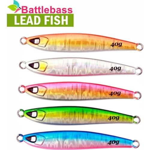 BATTLEBASS NEW 40g 60g 80g 100g Metal Jig Ocean Fire Slow Jigging Jigging Lure Bait Fish Saltwater Jigging Lure Free Shipping