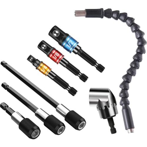 Adjustable 105 Degree Right Angle Driver Screwdriver Tools Set for Drill or Screwdriver 1/4" Socket Adapter Tool