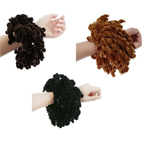 1Pc Muslim Women Fluffy Velvet Hijab Scrunchies Solid Color Plain Big Hair Ring Tie Bun Clip Flexible Rubber Band Headwear