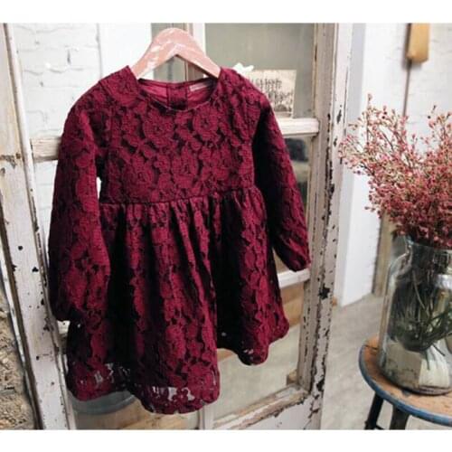 Christmas Princess Lace Floral Girl Dress Autumn Tutu Wedding Birthday Party Dresses Kids Big Bowknot Vestido Children Clothing