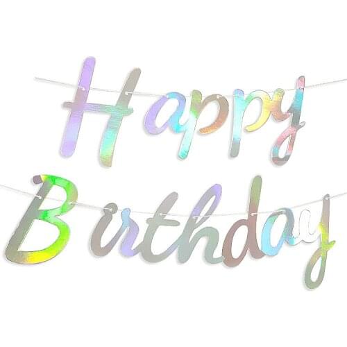 Happy Birthday Rose Gold Paper Banner Garland 1st Baby Shower Adult Bunting Garland Flag Kid Birthday Party Decoration Supplies