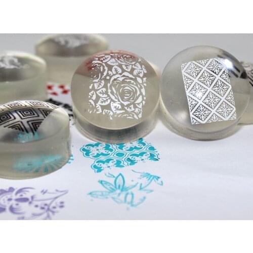 SJHZ 17 ! Wholesale Soft gel Silicon 50pcs/Lot 2.8cm Clear Jelly Nail Stamper Refill Transparent Silicone Nail Art Stamping Head