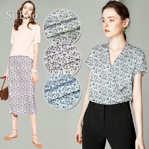 American floral printed heavy weighted 19mm spandex silk fabric for women summer autumn dress blouses tecidos tissus SP6121