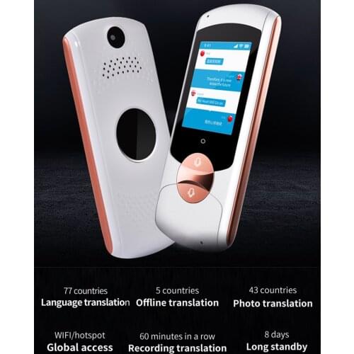 DW58 smart Offline voice translator instant tranlation portable 77 languages pocket photo translator travel meeting traductor