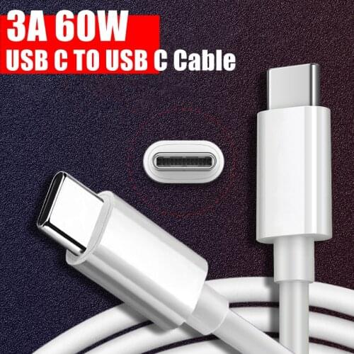 USBC TO USBC 3A60W Charging Cable For Redmi Note 8 9 Pro VIVO Y50 Y91 Y81 Y30 S6 V19 S1 Z1 Pro Y11 Type C To Type C Charge Cord