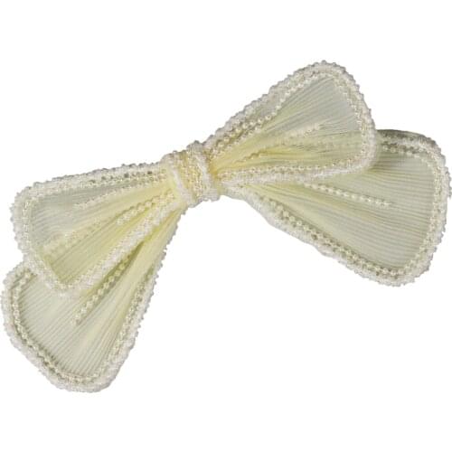 Pearls Lace Bows Hair Clip for Women Elegant Large Hairpin Headpiece Jewelry