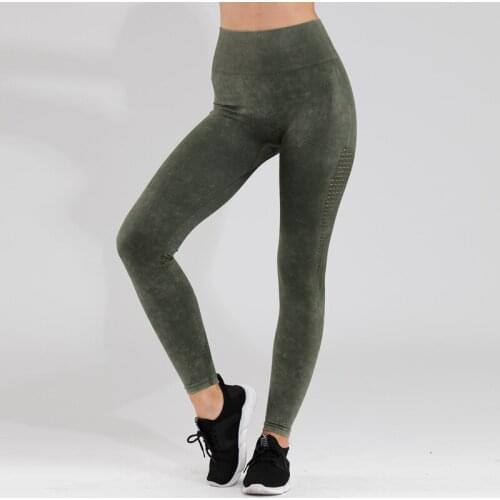 Retro Seamless Leggings For Women Fitness Yoga Pants High Waist Workout Gym Legging Sand Washing Sports Leggings Running Tights