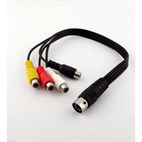 10pcs 1ft Midi Din 5 Pin Male to 4x RCA Phono Female Sockets Adapter Audio Video Black Cable