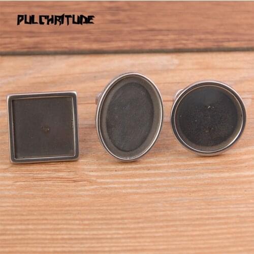 2pcs 3 Styles Stainless Steel Silver color color Cabochon Adjustable Rings Bezel Blanks Diy Jewelry Making Accessories