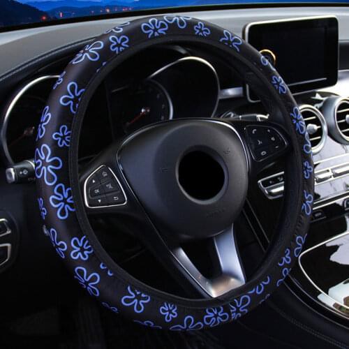 38CM Steering Wheel Cover Car Steering Wheel Cover For Women Wheel Cover Flowers Print Anti-Slip Funda Volante Car Accessories