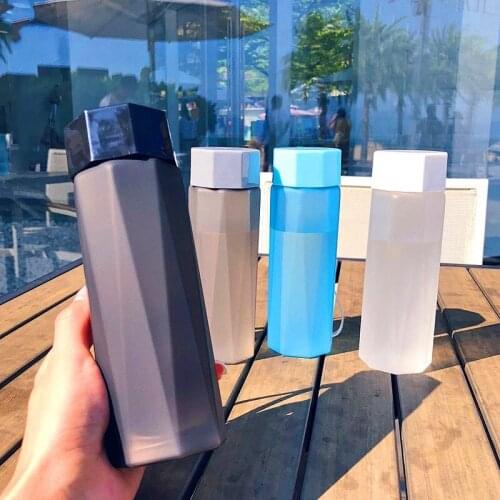 380ML Frosted Water Bottles,4-Color Crystal Water Bottle Three-Dimensional Cutting Plastic Tea Bottle Portable with Handle