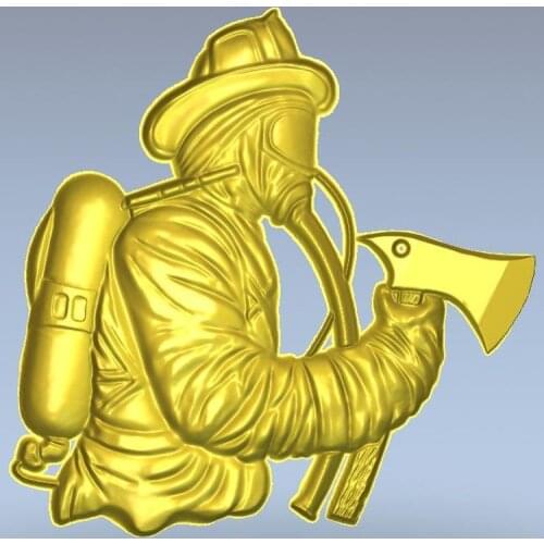 3d model relief for cnc in STL file format firefighter