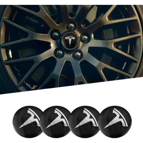 4Pcs 56mm Car Center Hub Cap Wheel Sticker Accessories Car Emblem Badge Decal For Tesla Model 3 Model X Model S