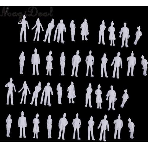 40Pcs 1/100 HO Scale Unpainted Model People Miniature Figures Architectural Model Human Plastic Scene Simulation