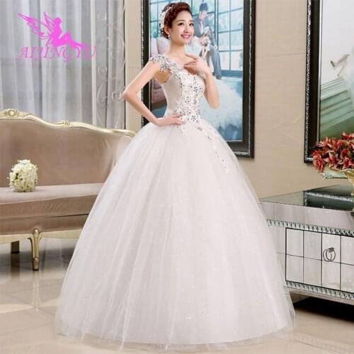 AIJINGYU 2021 V-neck Customized new hot selling cheap ball gown lace up back formal bride dresses wedding dress WU239
