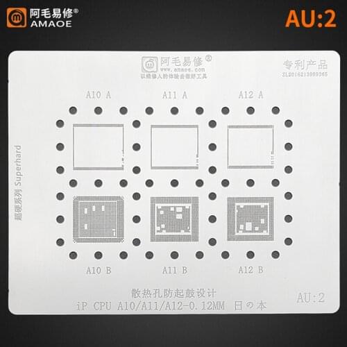 Amaoe AU 1 2 BGA Stencil For iPhone A7 A8 A9 A10 A11 A12 CPU RAM Reballing IC Chip Pins Tin Plant Net Solder Heat Template