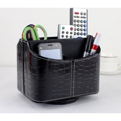 Ashion home rotating desktop leather storage box case organizer cosmetics makeup sundries 257H