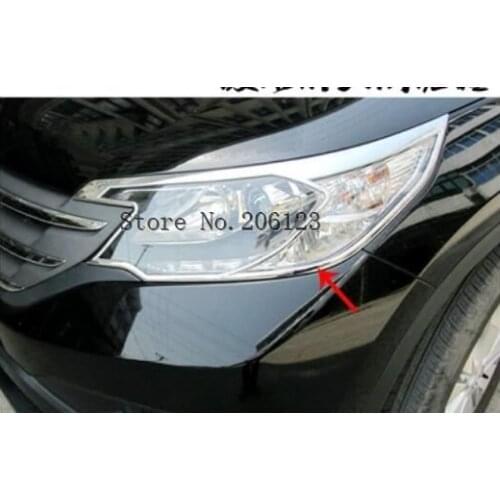 Car front head Light lamp hood Molding frame stick ABS Chrome cover trim 2pcs For Honda CRV CR-V 2012 2013 2014