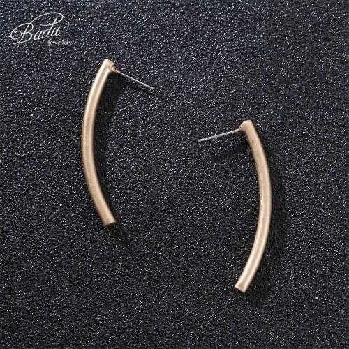 Badu Concave Metal Long Stud Earring Simplicity Punk Earrings for Women Fashion Jewelry Gift for Girls Wholesale