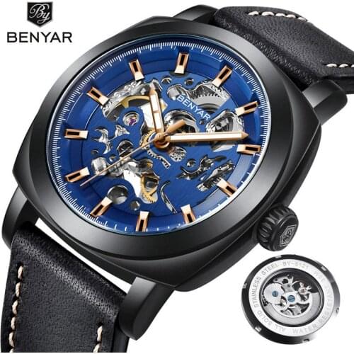 BENYAR New Fashion Casual Uniform Mens Quartz Watch Waterproof Mens Sports Watch Leather Calendar Clock Relogio Masculino
