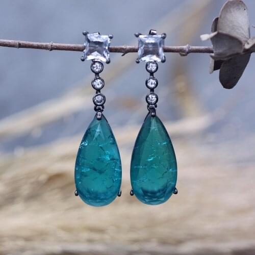 Big Water Drop Long Earrings For Women Cubic Zirconia Fashion Charms Dangle Earrings 2018 New Fashion Jewelry Accessories
