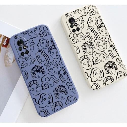 Line Avatar Square Liquid Silicone Case For Huawei Nova 8 7 Pro SE 6 SE 5 Pro 5Z 5I 5Ipro 5T 4 4E Shockproof Soft Phone Cover